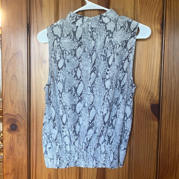 Frame Stylish Python Silk Sleeveless top with keyhole front. Chic and Lux style. - Picture 2 of 9